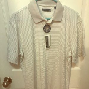 Grey Cubavera Polo with Stripes Med New w Tags